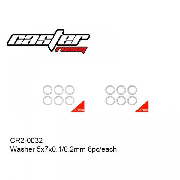 CR2-0032 Washer 5x7x0.1/0.2mm 6pc/each